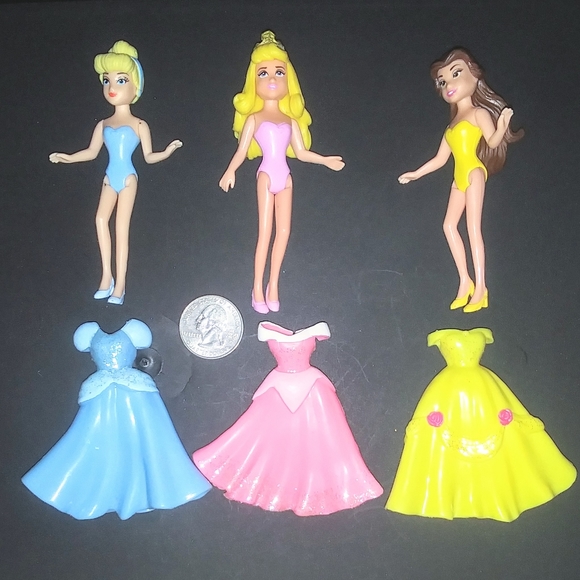 3 Disney Princess Polly Pocket Dolls